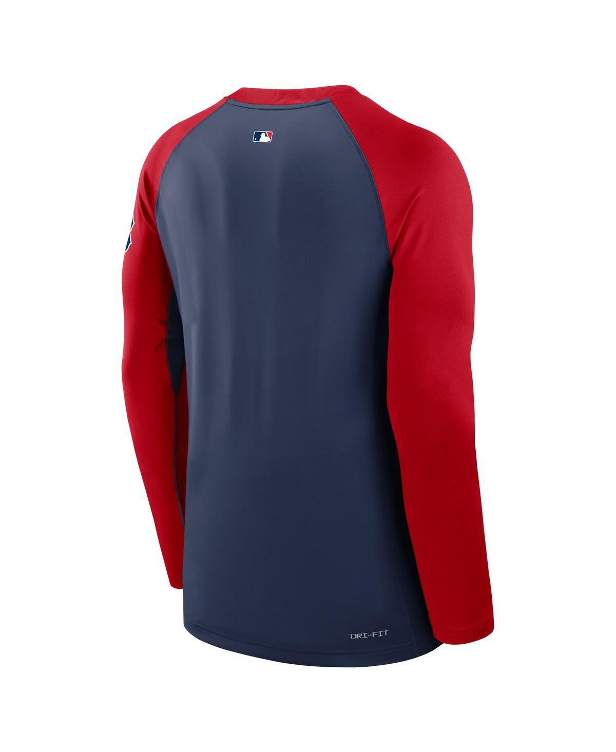 Nike Men'sBoston Red Sox Authentic Collection Game Time Raglan Performance Long Sleeve T-Shirt - Navy, Red