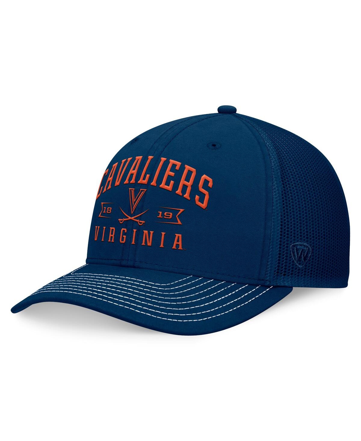 Top Of The World Men's Navy Virginia Cavaliers Carson Trucker Adjustable Hat In Navy
