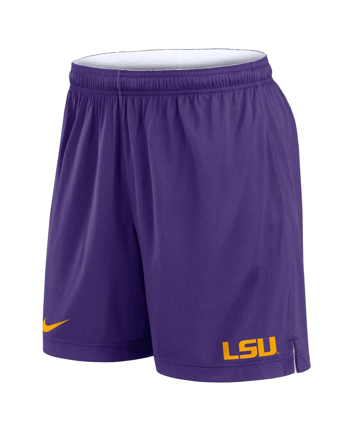 Nike Men's White/purple Lsu Tigers Primetime Reversible Performance Shorts In White,purple