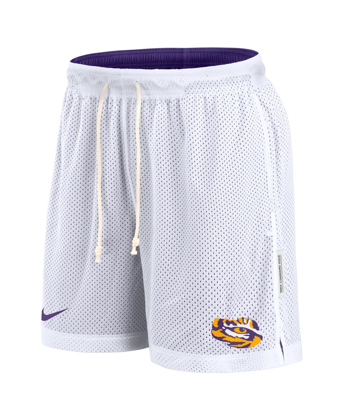 Nike Men's White/purple Lsu Tigers Primetime Reversible Performance Shorts In White,purple