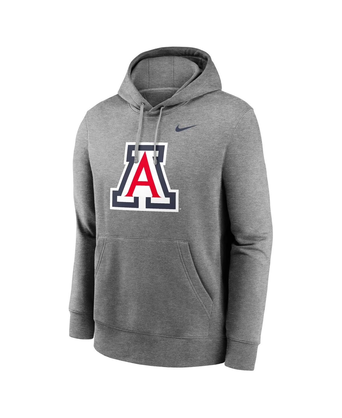 Nike Men'sArizona Wildcats Primetime Evergreen Club Fleece Pullover Hoodie - Heather Gray
