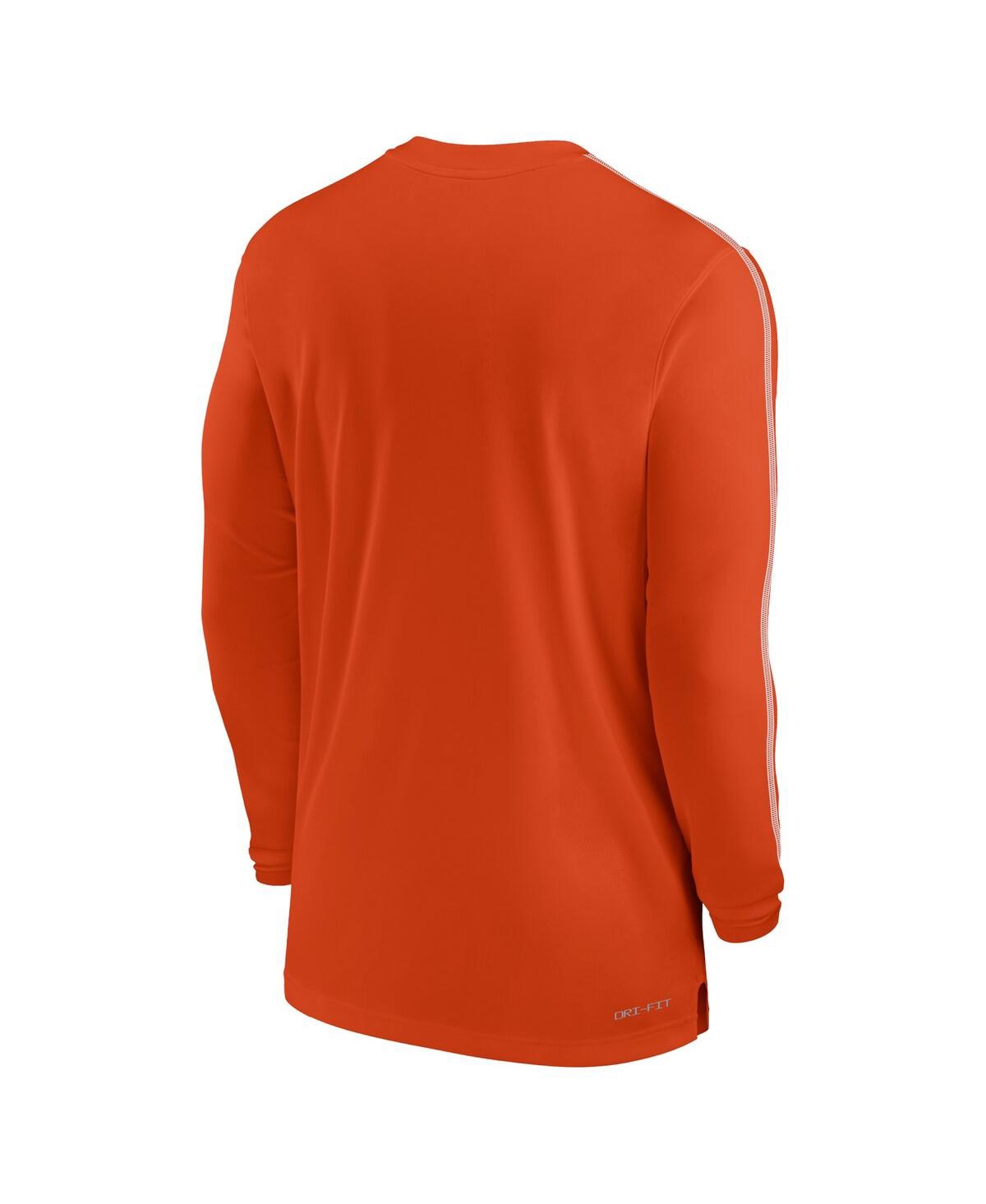 Nike Men's Orange Clemson Tigers 2024 Sideline Coach Uv Performance Long Sleeve T-shirt In Orange,white