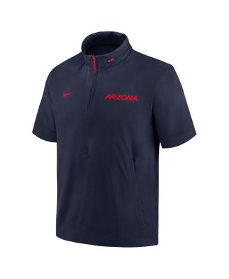 Men's Navy Arizona Wildcats 2024 Sideline Coach Short Sleeve Half-Zip Hoodie Jacket