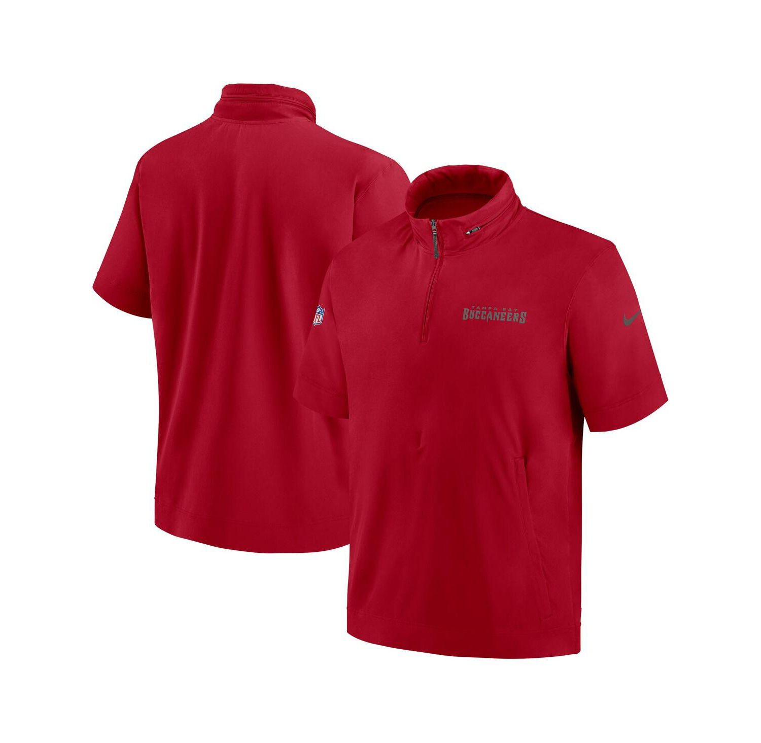 Men's Red Tampa Bay Buccaneers 2024 Sideline Coach Short Sleeve Half-Zip Hoodie Jacket