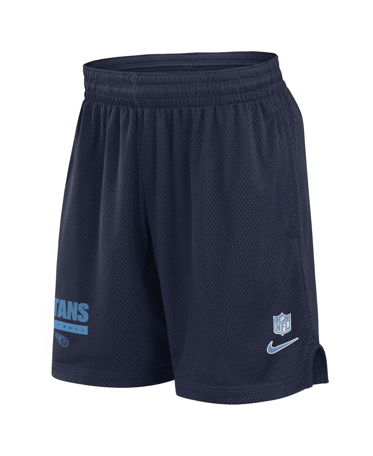 Nike Men's Navy Tennessee Titans 2024 Sideline Performance Mesh Shorts In Navy,orange