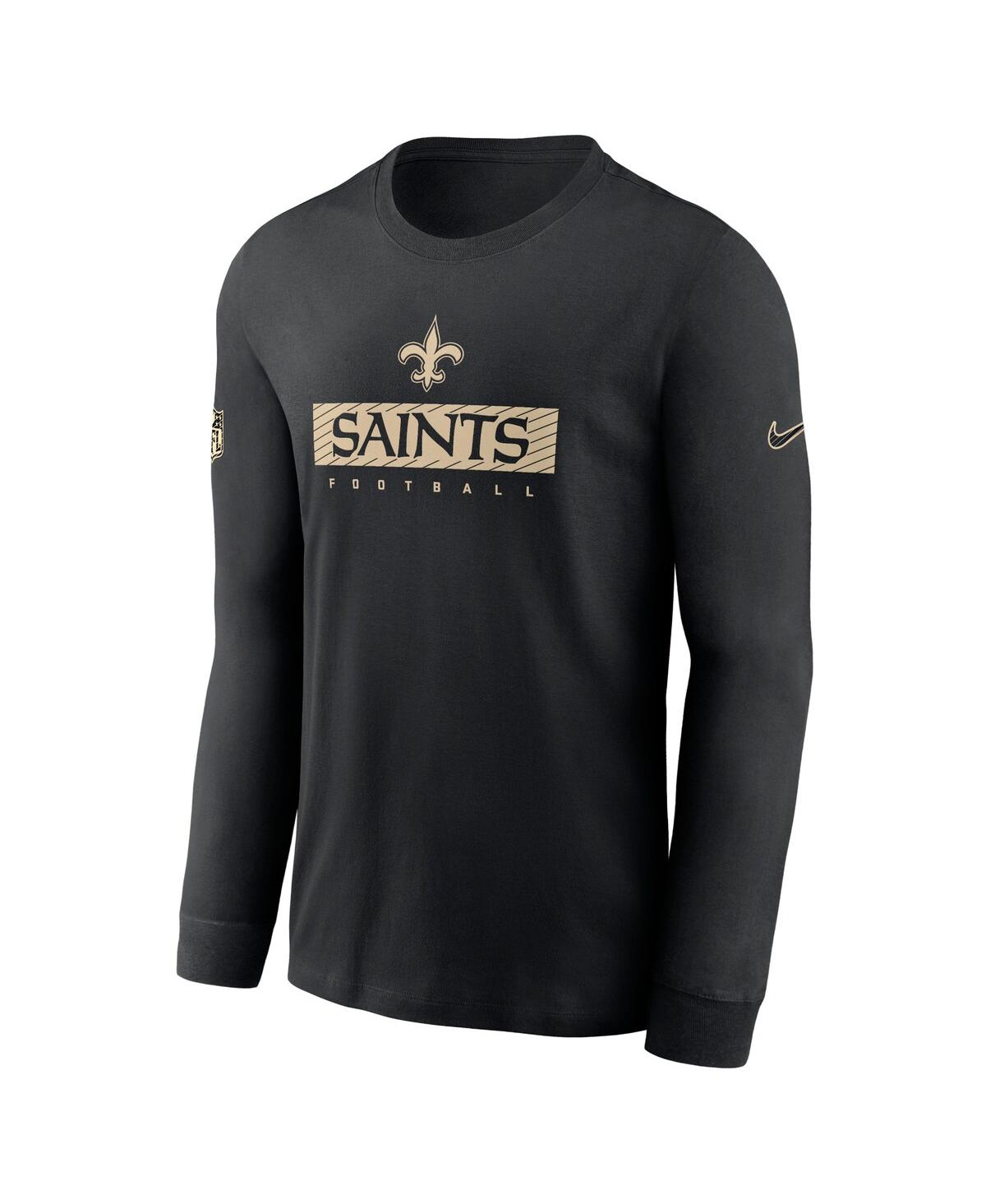 Nike Men's Black New Orleans Saints Sideline Performance Long Sleeve T-shirt In Black