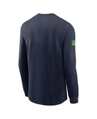 Men's College Navy Seattle Seahawks Sideline Performance Long Sleeve T-Shirt