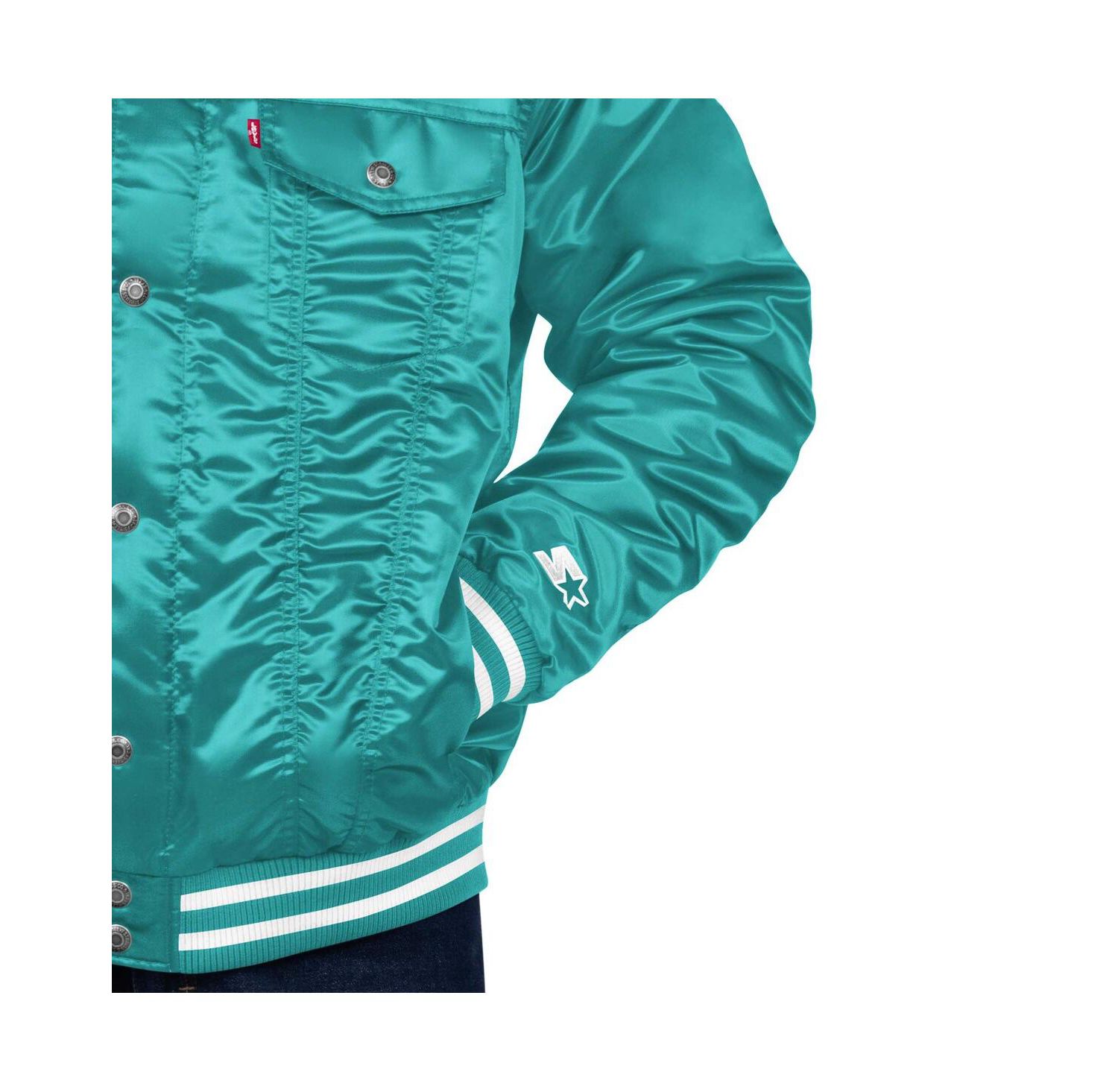 Levi’s x Starter Men's Aqua Miami Dolphins Silver Tab Trucker Full-Snap Jacket