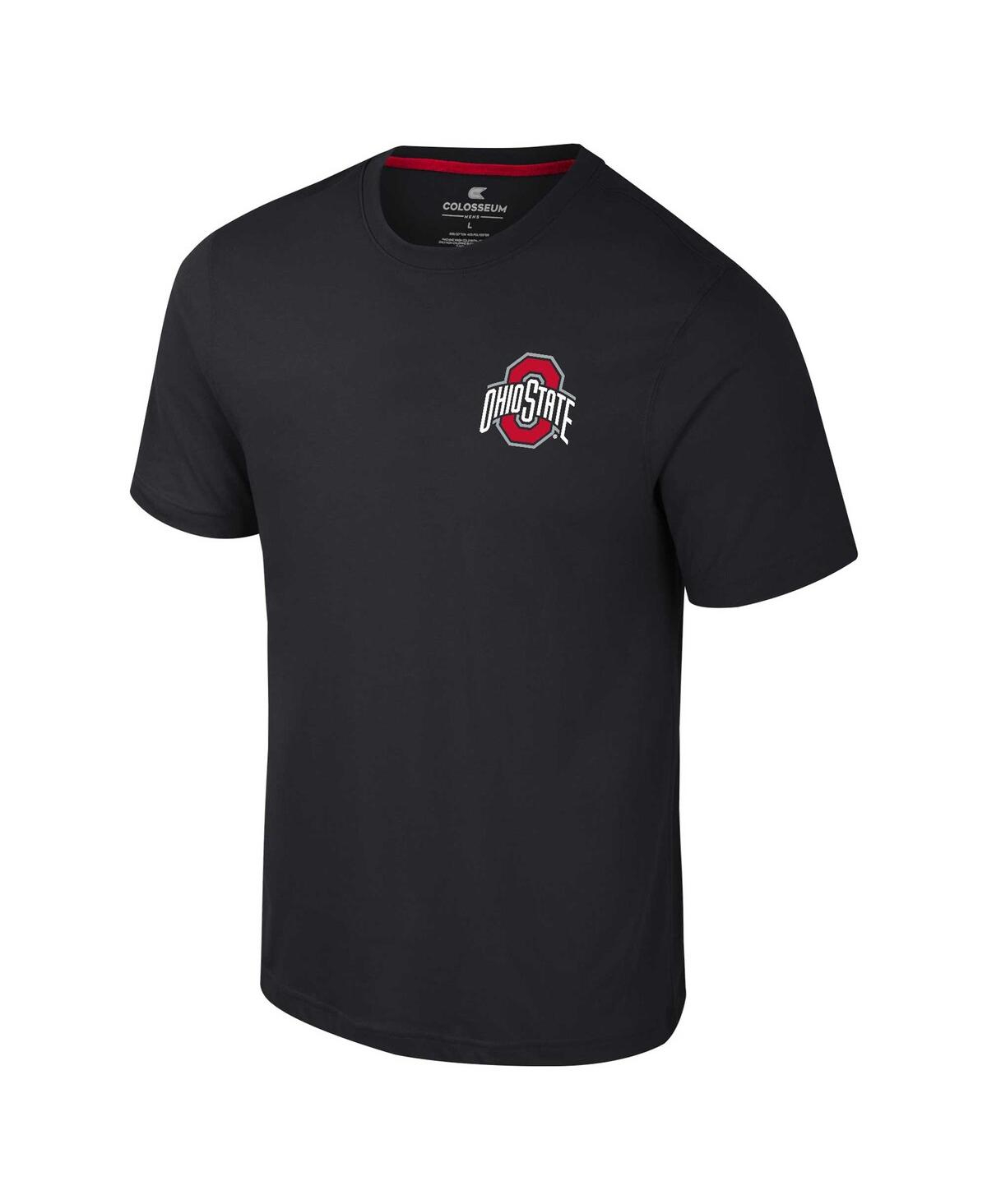 Colosseum Men's Miami Hurricanes Logo Lockup 2-hit Active Blend T-shirt In Black