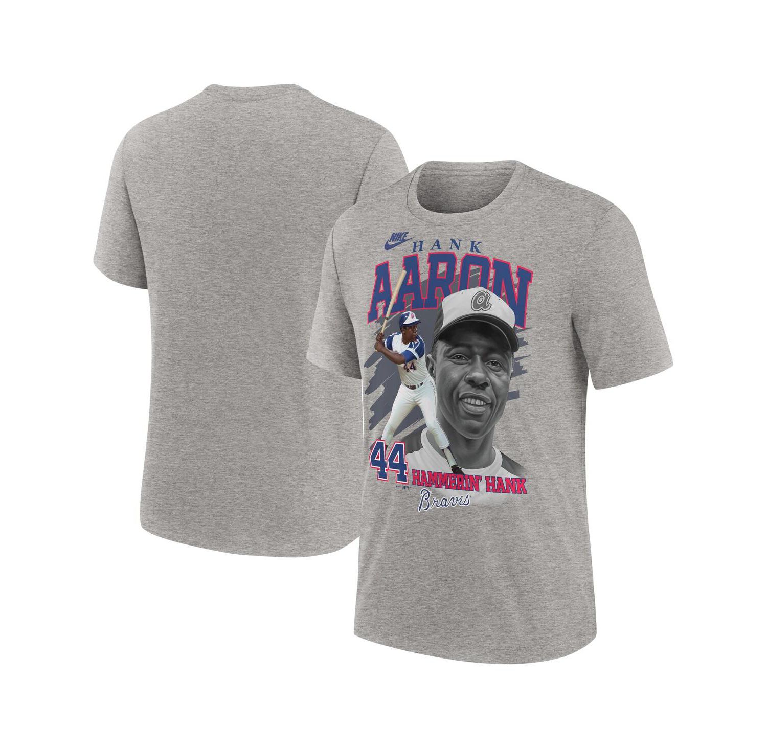 Men's Hank Aaron Heather Gray Atlanta Braves Cooperstown Collection Player Local T-Shirt