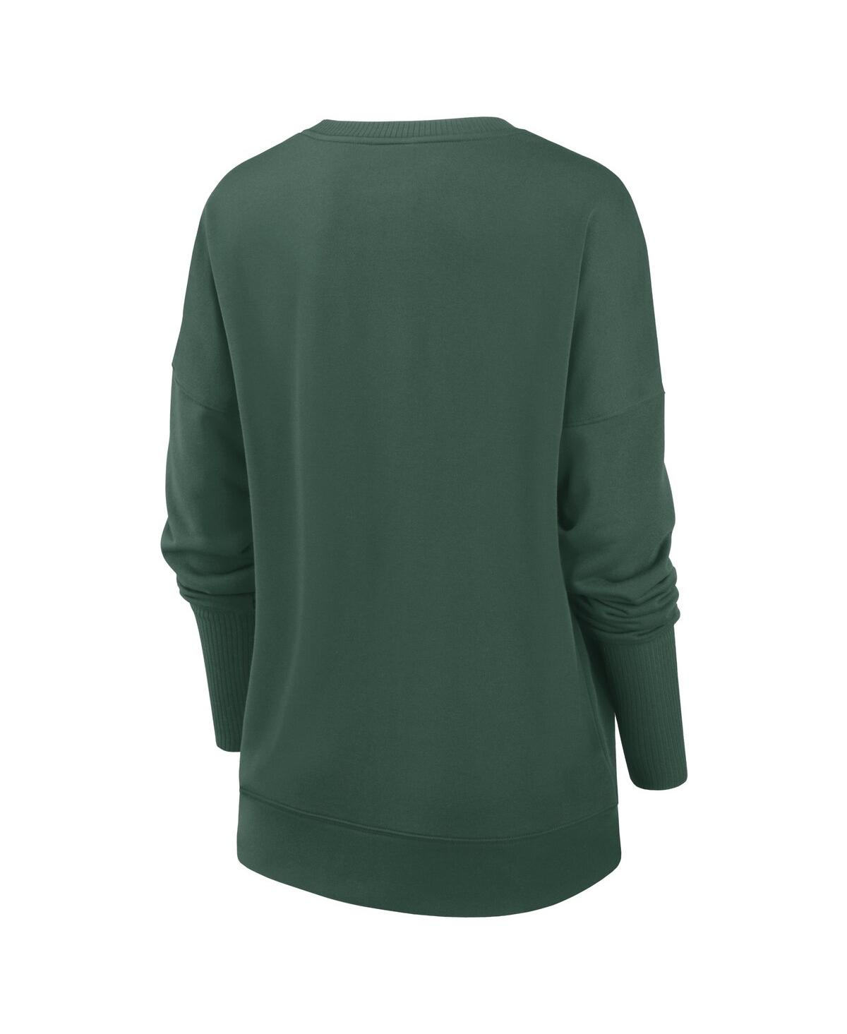 Nike Women's Green Green Bay Packers Rewind Playback Icon Performance Pullover Sweatshirt In Green,gold