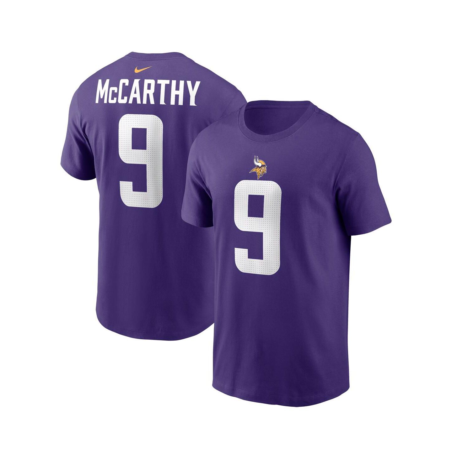 Мужская футболка Nike J.J. McCarthy Purple Minnesota Vikings 2024 NFL Draft First Round Pick Name & Number — фото 1