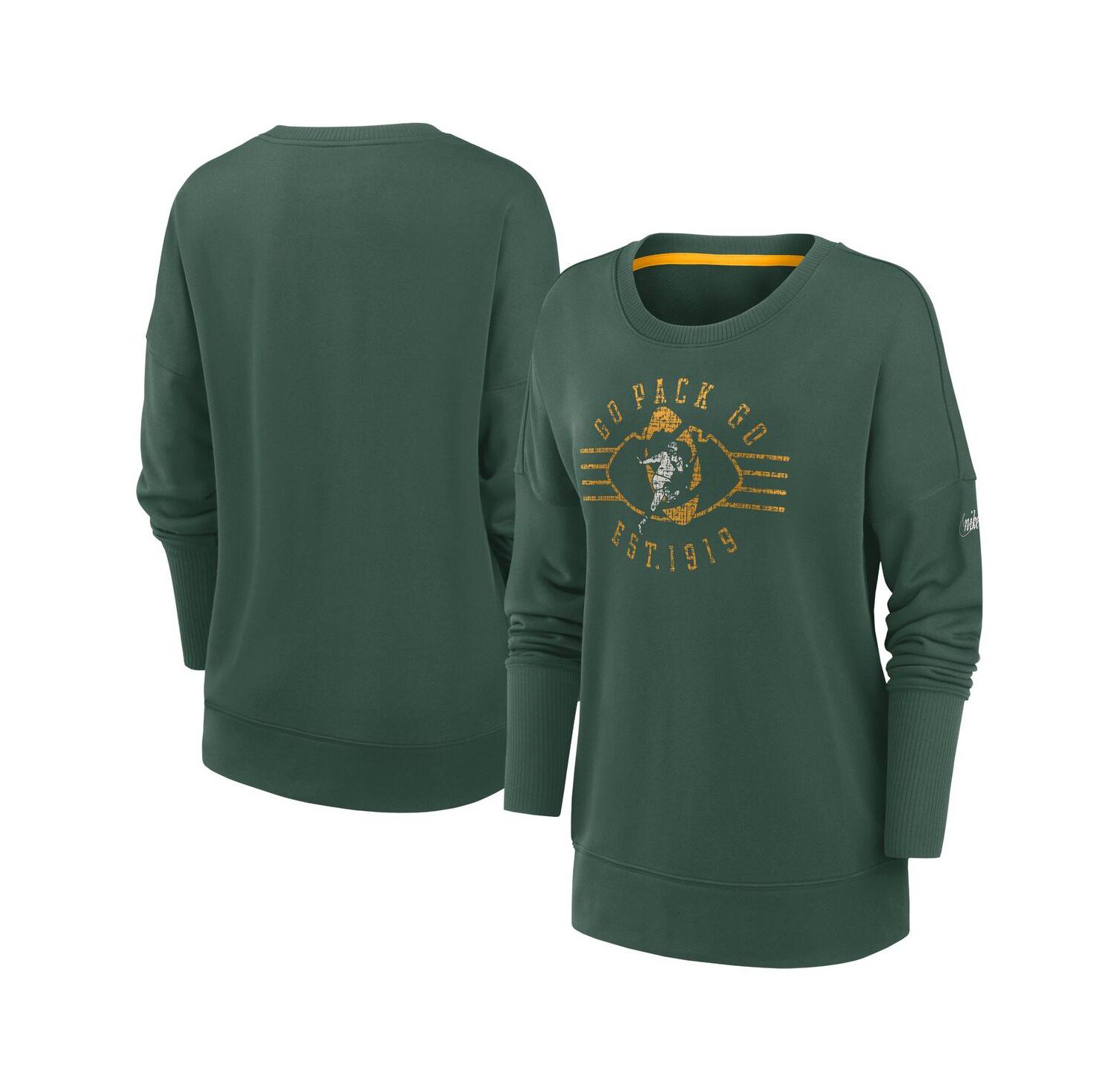 Women's Green Green Bay Packers Rewind Playback Icon Performance Pullover Sweatshirt