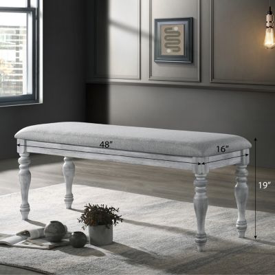 Upholstered Turned Leg Dining Bench