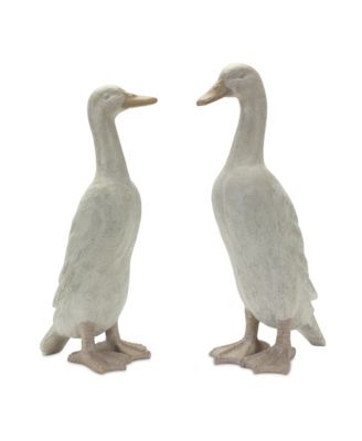 Distressed Stone Standing Duck Garden Statue (Set of 2)