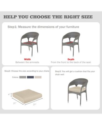 Outdoor Chair Cushion W24''xD24'' Soft, Fade-resistant Polyester, Removable Cover with Hidden Zipper, Adaptable Secure Ties, Set of 2 Available sizes suit your patio, garden, or terrace.