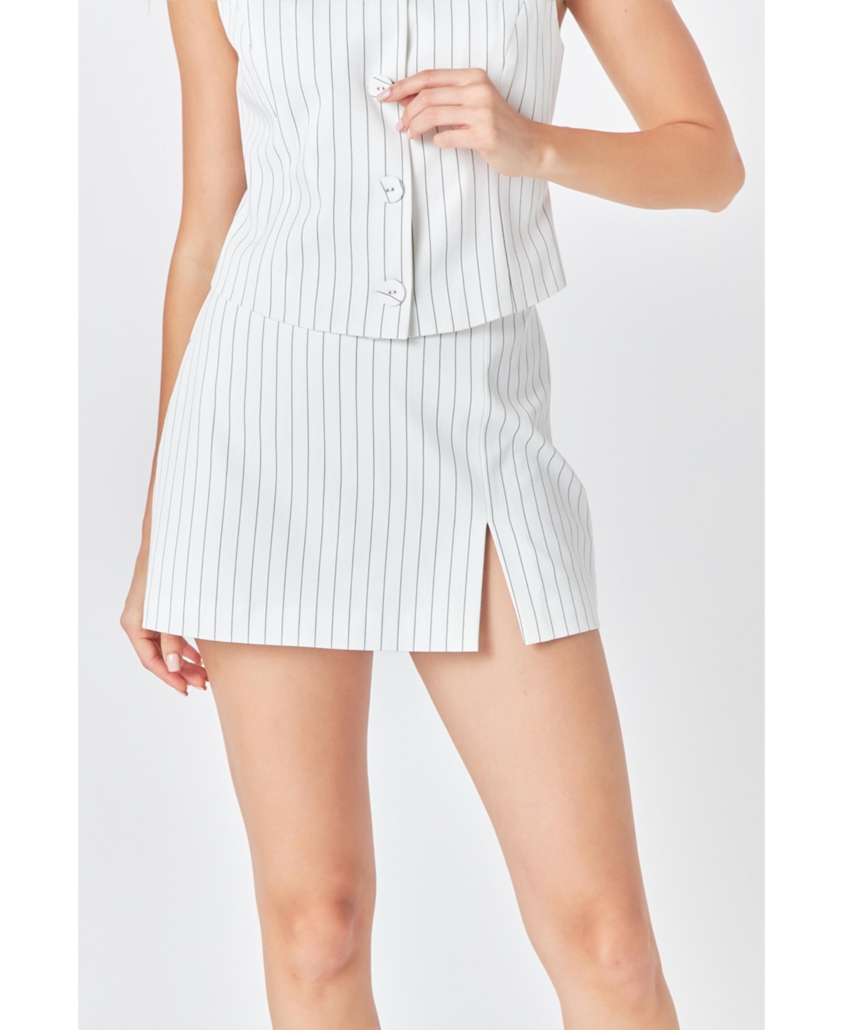 Women's Stripe Skort - White/black