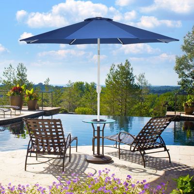 9FT Outdoor Patio Market Umbrella Aluminum Frame with Push Button Tilt Crank and 8 Steel Ribs, UV Protection Waterproof, for Garden Deck Backyard and Pool