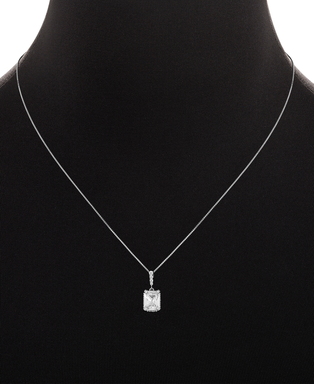 Giani Bernini 2-pc. Set Cubic Zirconia Emerald-cut Pendant Necklace & Complementing Stud Earrings In Sterling Silv In Sterling Silver