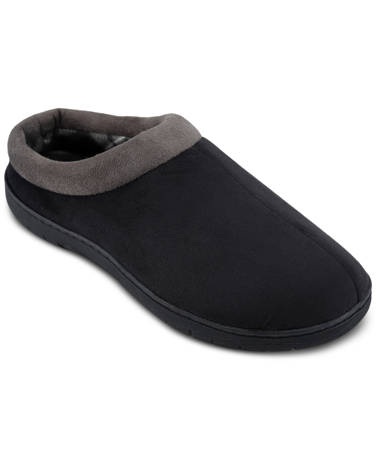 Men's Indoor/Outdoor Microsuede Clog Slipper with Plaid Fleece Lining - Brown