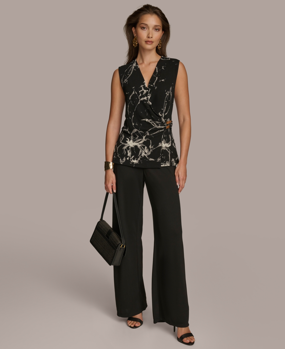 Donna Karan Women's Sleeveless Faux-Wrap Blouse