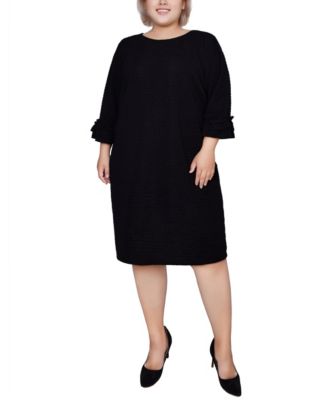 Plus Size 3/4 Length Sleeve Textured Knit Dress