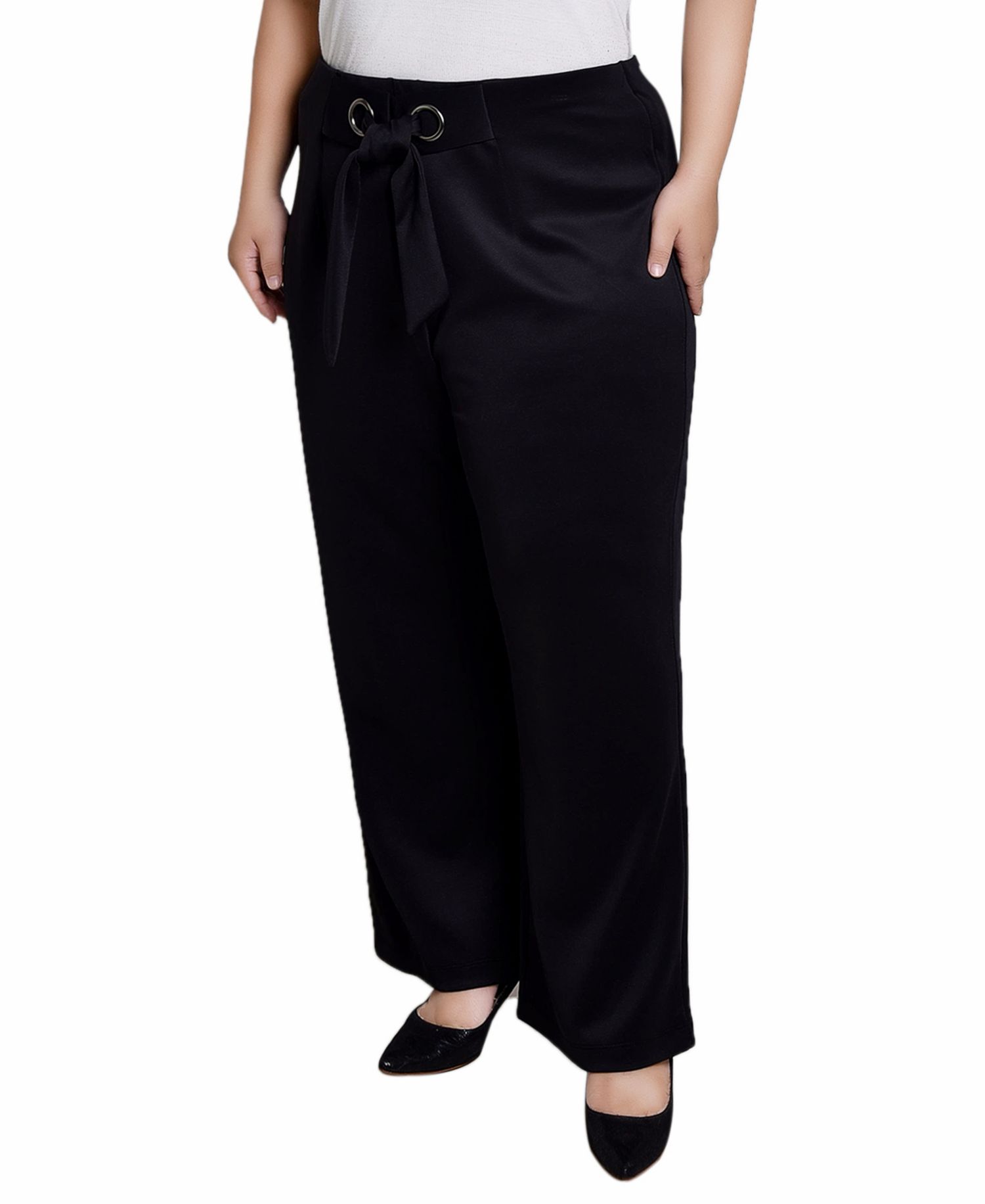 Plus Size Wide Leg Grommet Pants