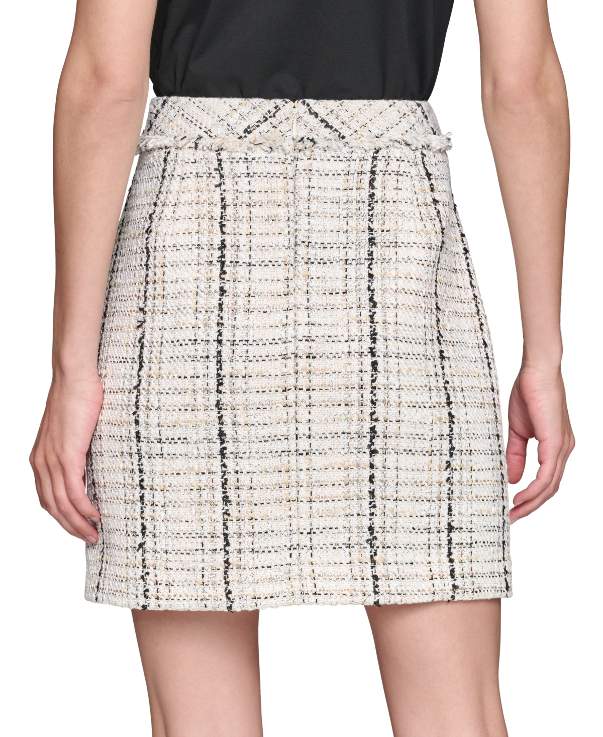 Karl Lagerfeld Paris Women's Fringe Tweed Skirt - Fr
