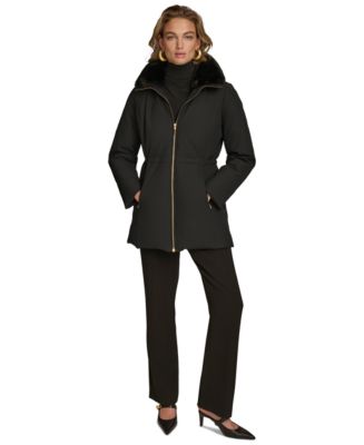 THE ROW - 90s DONNA KARAN Fur Collar Down Coat ダウン Donna Karan New York Women's Faux-Fur-Collar Short Puffer
