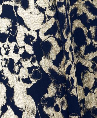 Plus Size V-Neck Foil Mesh A-Line Dress