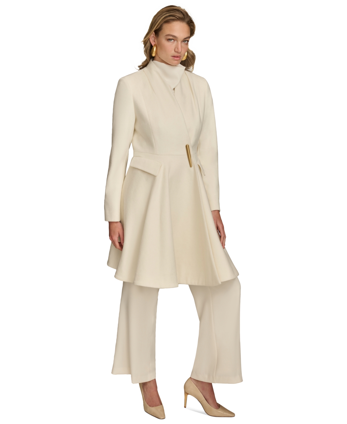 Donna Karan New York Women's Pleated Single-Breasted Coat
