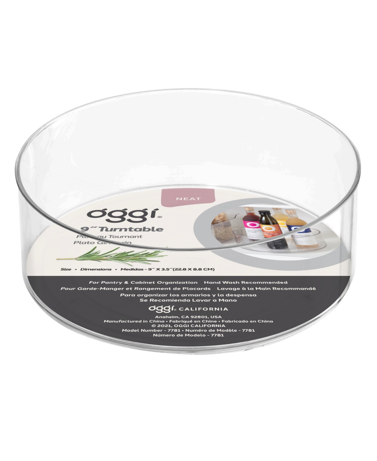 OGGI 9" HIGH WALL LAZY SUSAN ROTATING ORGANIZER FOR KITCHEN 