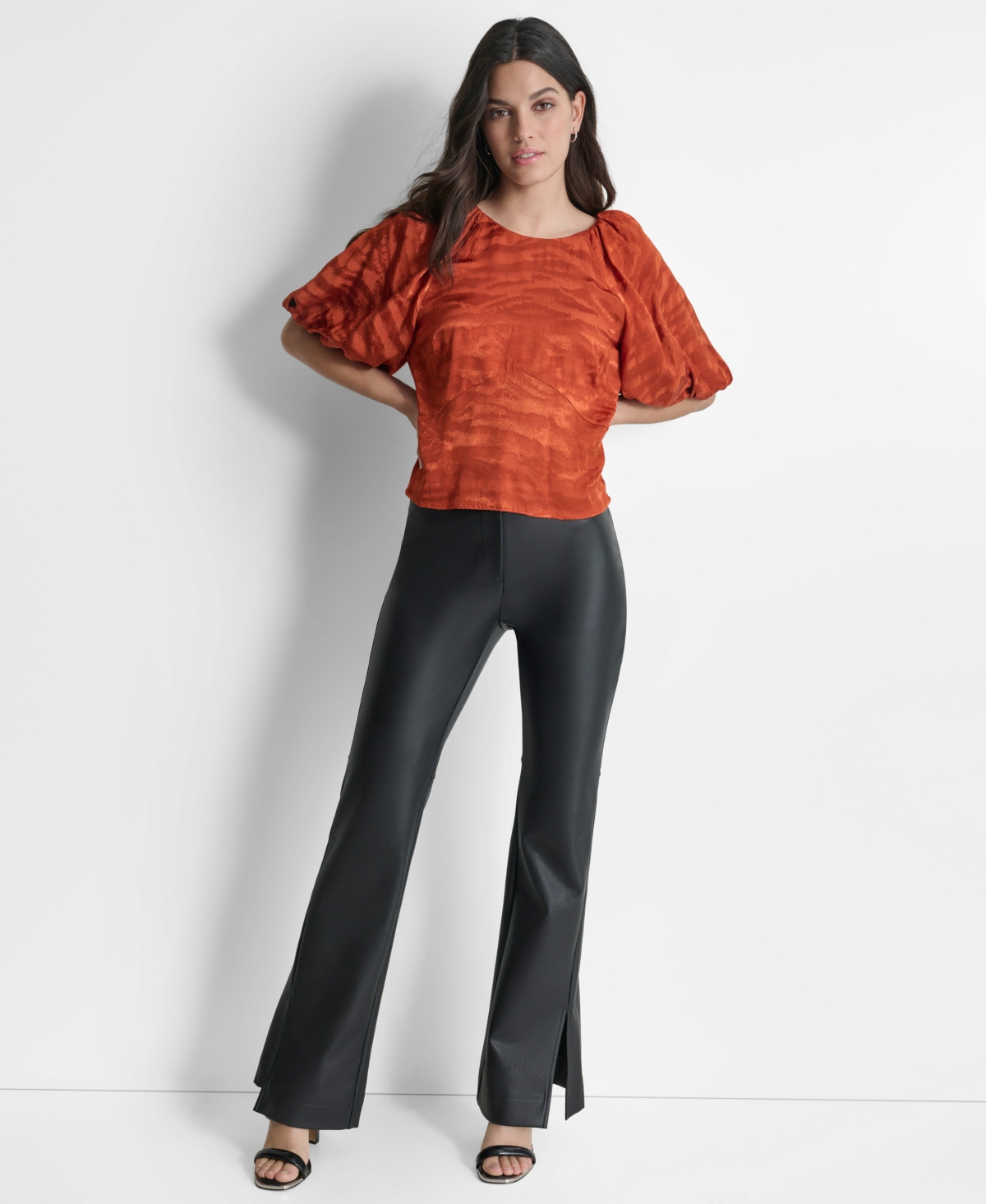 Dkny Women's Puff-Sleeve Jacquard Top -rus