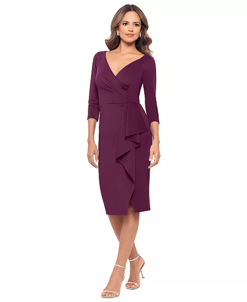 women's draped 3/4-sleeve sheath dress