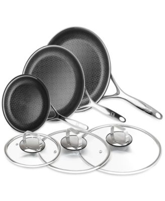 DiamondClad™ 7-Pc. Hybrid Nonstick Stainless Steel Frypan and Wok Set