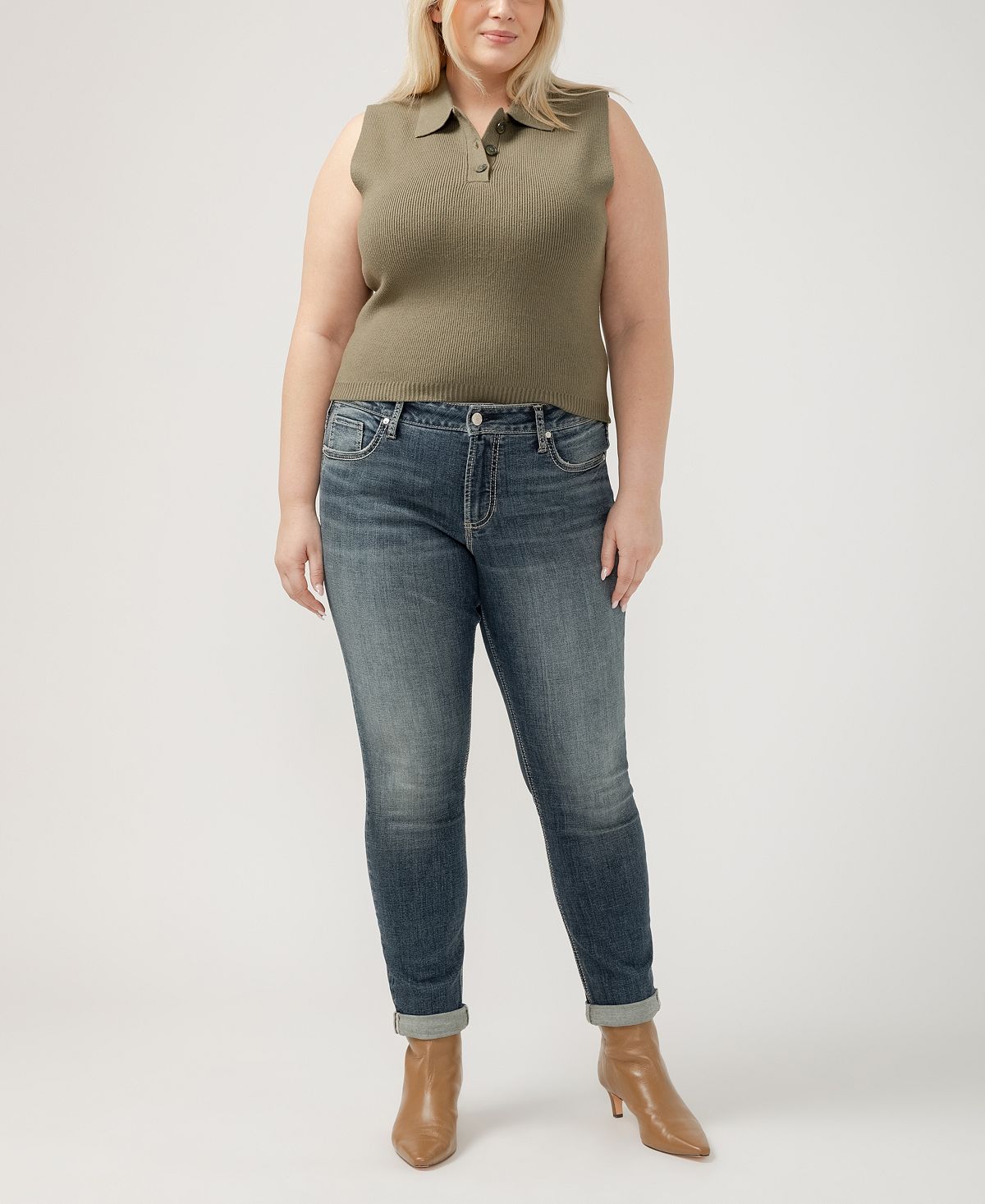 Silver Jeans Co. Plus Size Girlfriend Mid Rise Skinny Leg Jeans view 4 — MAYCSS fashion products