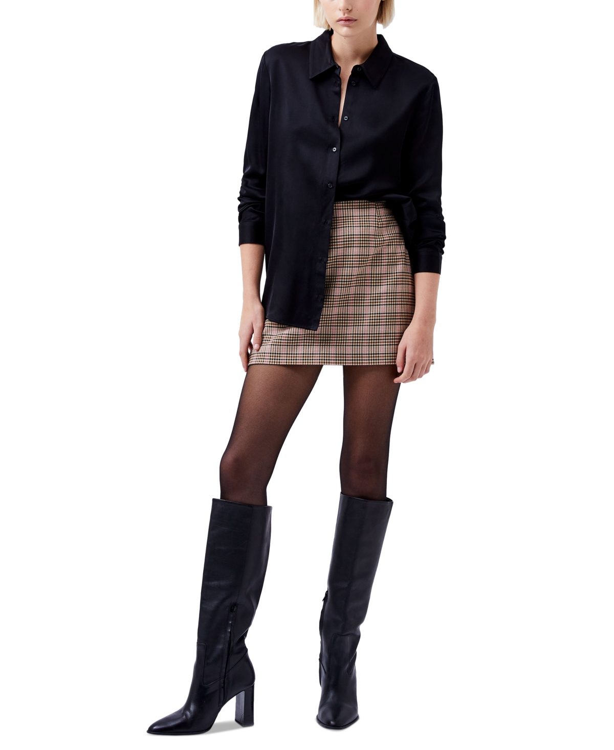 French Connection Women's Ennis Satin Long-Sleeve Shirt