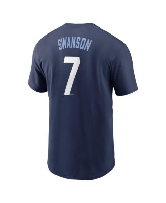 Men's Dansby Swanson&nbsp;Navy Chicago Cubs City Connect Fuse Name Number T-Shirt