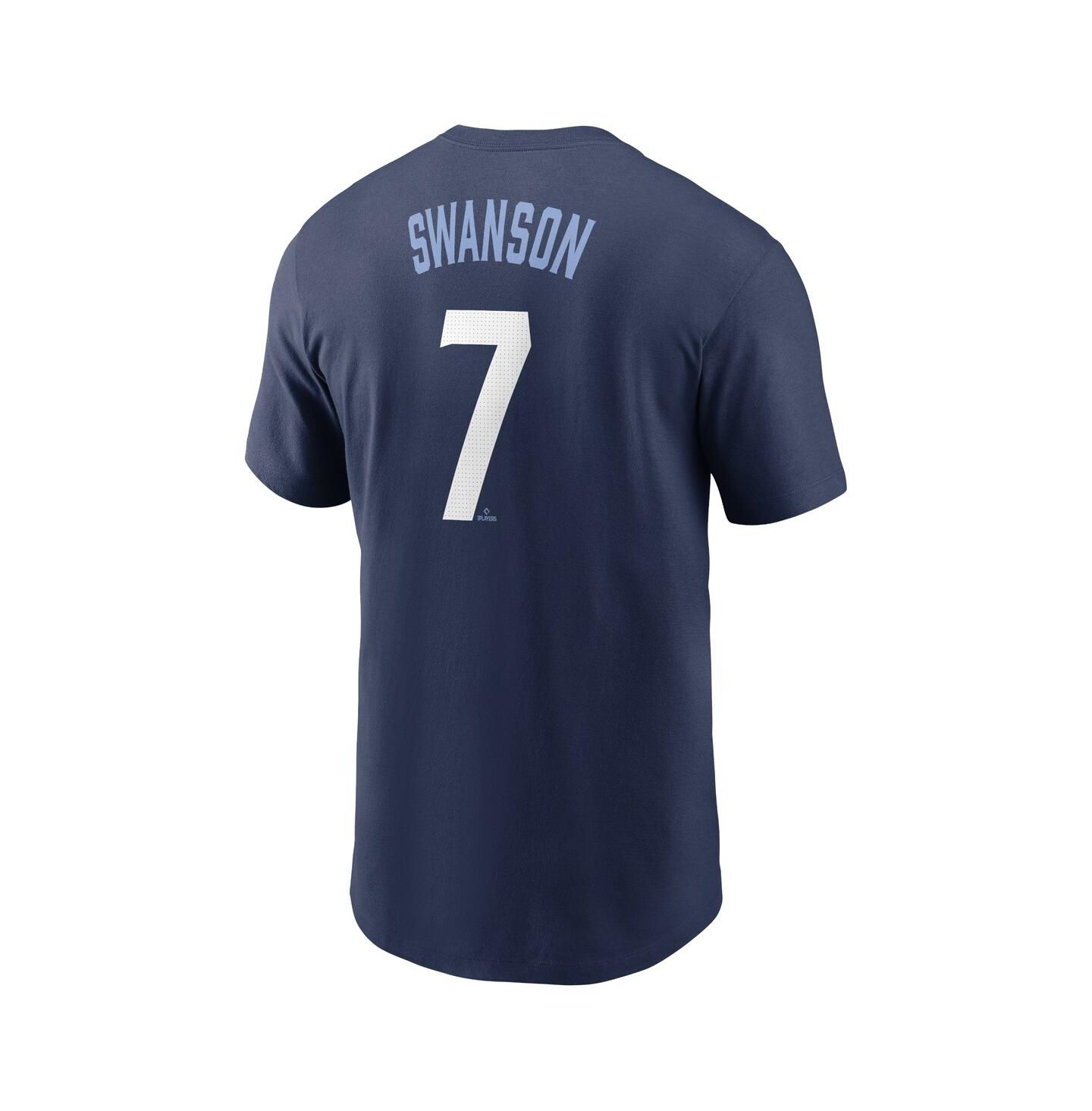 Мужская футболка Nike Dansby Swanson Navy Chicago Cubs City Connect Fuse Name & Number — фото 3