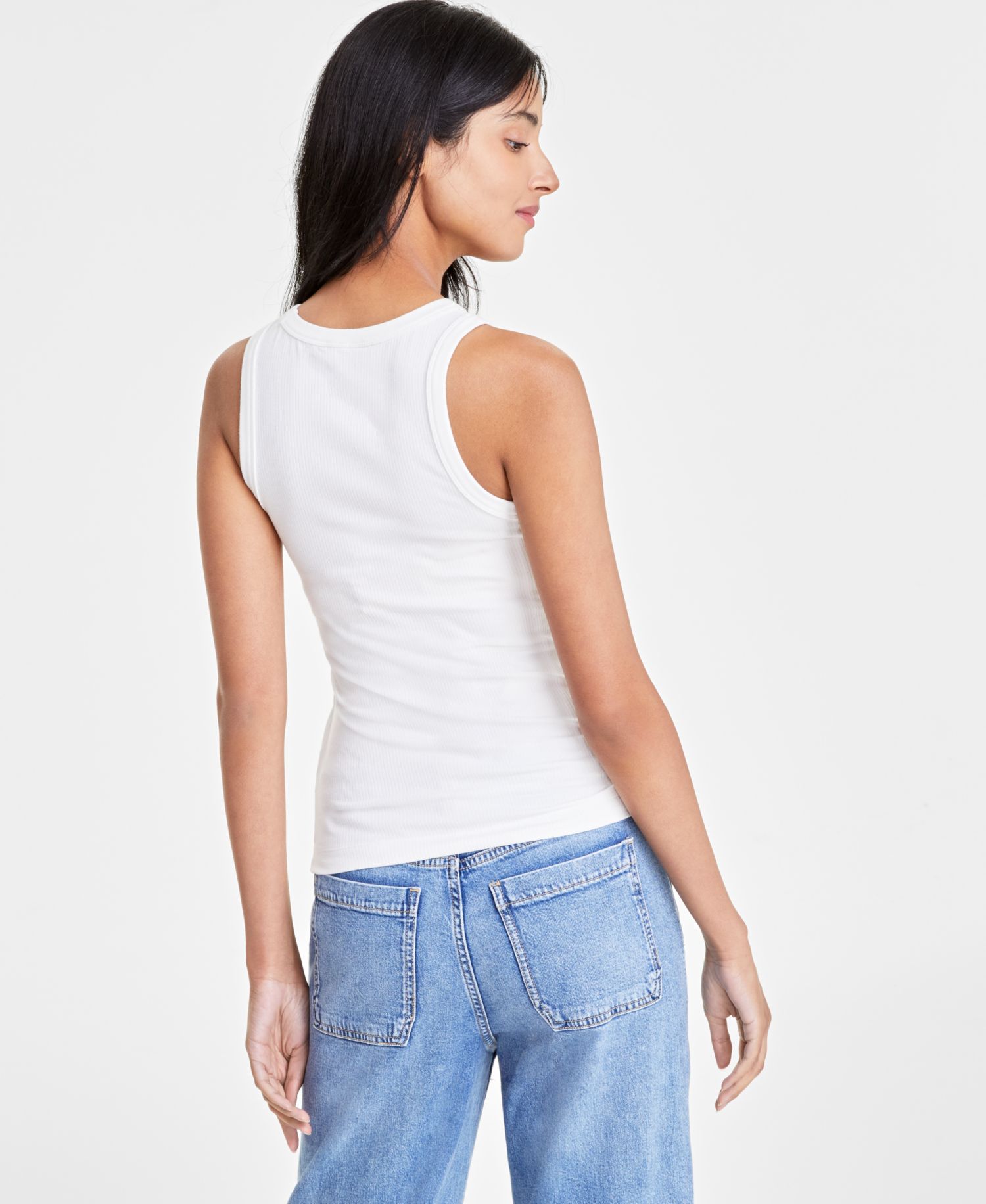 Women's Ribbed High-Neck Tank Top