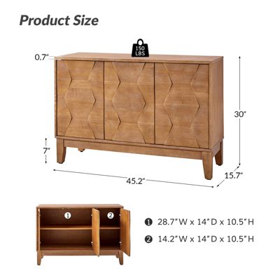 Glenda Contemporary 45'' Wide Sideboard with Adjustable Solid Wood Legs