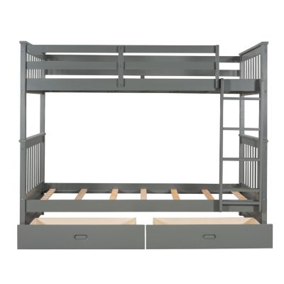 Streamdale Twin-Over-Twin Bunk Bed With Ladders And Two Storage Drawers