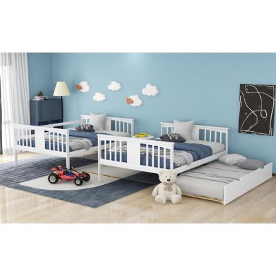 Bunk Bed with Twin Size Trundle and Ladder