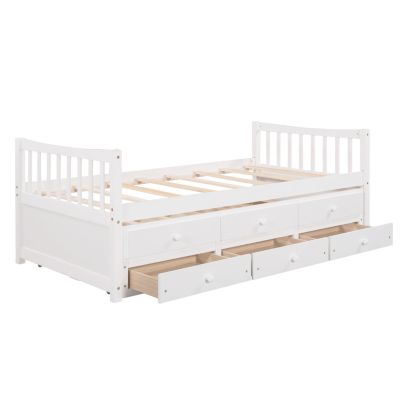 Daybed With Trundle And Drawers, Twin Size