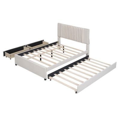 Streamdale Upholstered Platform Bed with Drawers and Trundle
