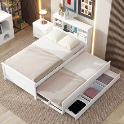 Streamdale Twin Platform Bed with Storage and Trundle