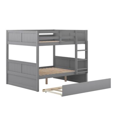 Streamdale Full Over Full Bunk Bed With Twin Size Trundle, Walnut