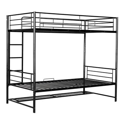 Streamdale Twin Over Twin Metal Bunk Bed With Shelf And Guardrails, White