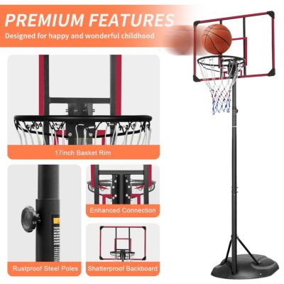 Streamdale Adjustable 7.5-9.2FT Basketball Hoop with Backboard & Wheels