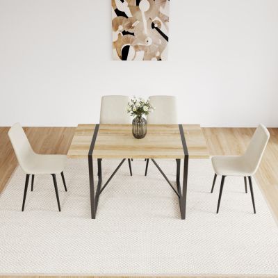  Modern Beige Fabric Dining Chairs Set of 4